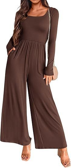 Long-sleeved wide-leg jumpsuit
