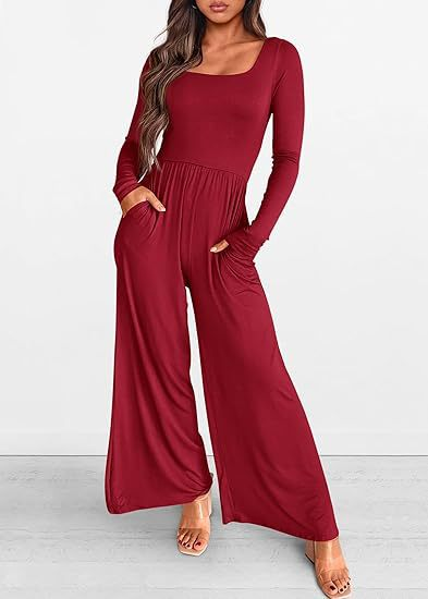 Long-sleeved wide-leg jumpsuit
